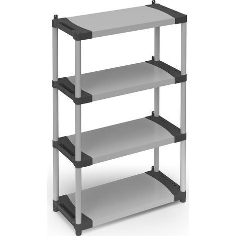 Scaffale in resina PVC 4 ripiani portata 80 Kg, 80x40xH165 cm