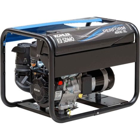 Sdmo – Groupe électrogène monophasé essence 4000 W – Moteur KOLHER – Autonomie 10,6 h – Réservoir 18 L – Démarrage lanceur – 2 prises 230V (1/3)