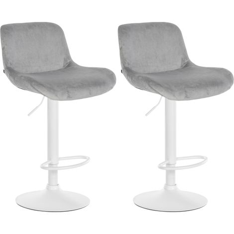 2er Set Barhocker Solon Weiß grau Samt