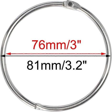 Lot de 20 anneaux de suspension métalliques à pression de 7,6 cm (3 pouces) pour tringles à rideaux de salle de bain, finition argentée. (1/5)