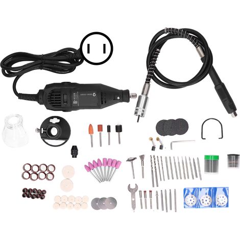 Ensemble Mini Meuleuse Électrique 130W avec Coffret, Perceuse Rotative Réglable pour Gravure et Découpe DIY, Disques à Poncer et à Découper en Résine, Aiguilles de Gravure et Ébavurage, Norme US 110V (1/5)