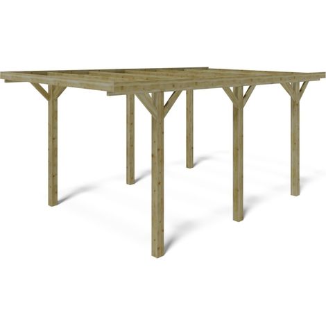 Altanka – Carport en bois traité 3,04x5,12 m – Abri auto 15,56 m² – Hauteur passage 2,07 m – Autoportant avec toiture latté (1/5)