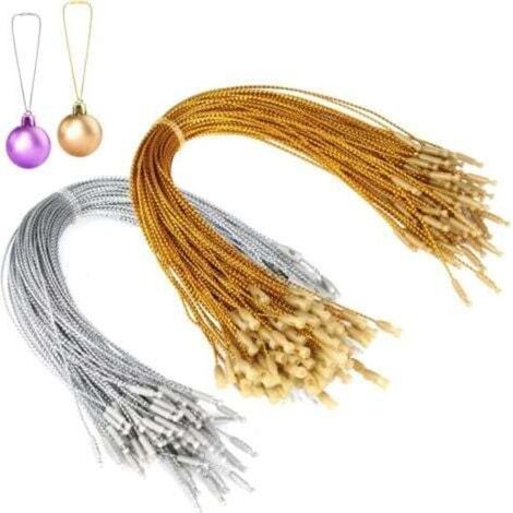 200pcs Christmas Twine, Ropes for Decor Christmas Ornaments Hangers for Christmas Tree Party Supplies (Gold, Silver) (1/5)