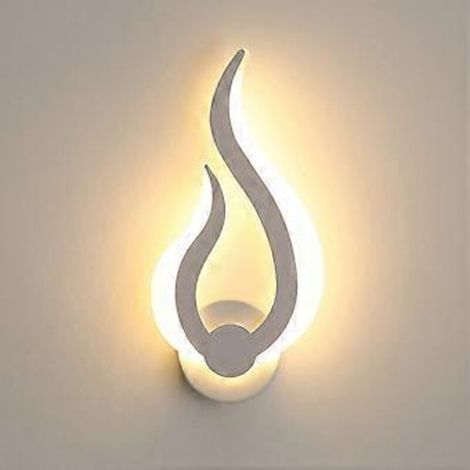 Applique murale d'intérieur, lampe LED moderne 10 W, blanc chaud 3000 K, hauteur 31 cm, forme flamme, acrylique, veilleuse murale, pour salon, couloir (1/5)