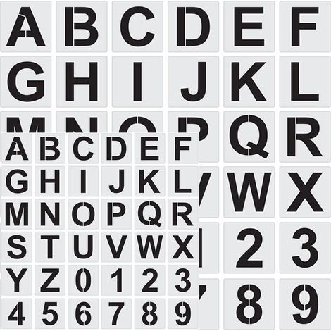 Pochoir Lettres - Pochoir Chiffres - Réutilisable Lavable en PET - Pour Peinture sur Papier Bois Tissu - 72 Pièces (1/5)