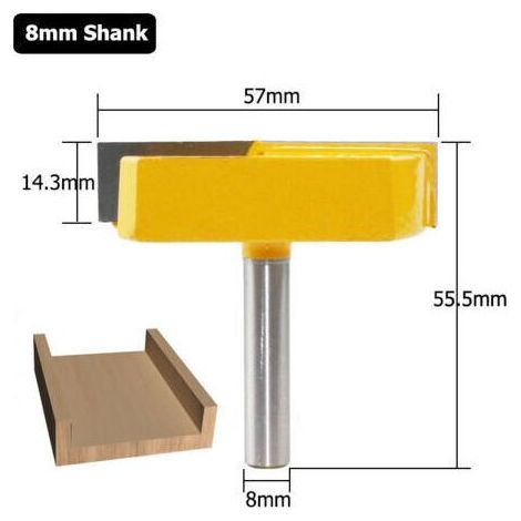 Fraise à rainurer de 8 mm, fraise de finition de surface, fraise à rainurer en T, pour parquet et rabotage du bois (1/3)