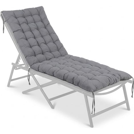 Relaxdays Bankauflage, 180x70 cm, gepolstert, gesteppt, mit Bändern, outdoor, Bankkissen für Gartenbank, Paletten, grau