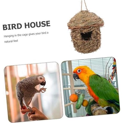 Nid d'oiseau en paille, abri pour oiseaux, grotte de reproduction pour perroquets, maison pour oiseaux --- (1/5)
