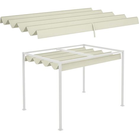 Toiture de remplacement pour pavillon de jardin de 2,85 x 2 m, extensible, montage facile, polyester, blanc crème