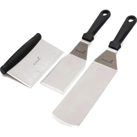 Poêle à griller robuste en fonte - Ensemble d'accessoires de qualité professionnelle (3 pièces) (1/5)