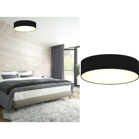 LED Deckenleuchte Stoff Schwarz / Abdeckung satiniert, Ø 40cm (1/4)