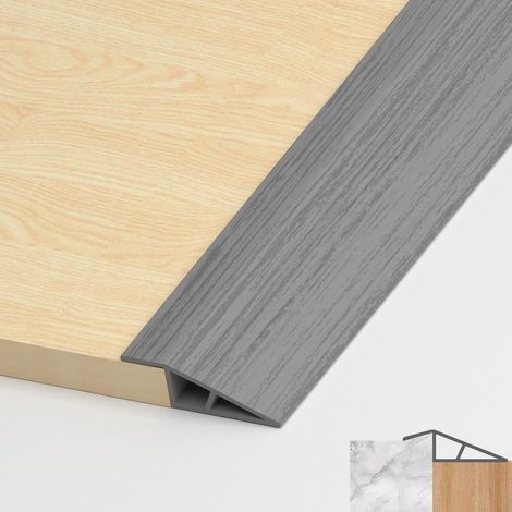 Barre de Seuil Adhesive, Grain de Bois Gris Seuil Porte 12-15mm 2M Bande de Transition de Sol Autocollante en PVC, Adhesif Rattrapage de Niveau pour Relier Les Joints de Sol et Les Transitions (1/5)