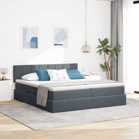vidaXL Aufbewahrungsbett mit Matratze Dunkelgrau 100 x 200 cm (1/5)