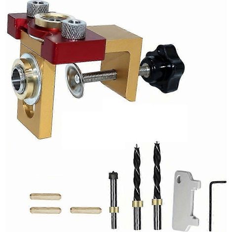 Kit de gabarit de perçage 3 en 1 pour le travail du bois : poinçon réglable pour tourillons en bois, gabarit de perçage en aluminium pour trous de poche. (1/4)