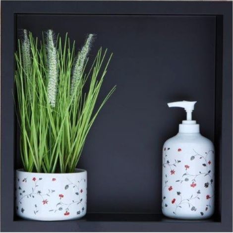 BALNEO - niche murale 30x30x10 cm noire en acier inoxydable WALL-BOX - étagère de salle de bain (1/5)