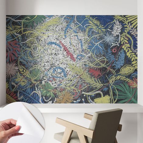Papier peint autocollant adhésif avec imprimé motifs uniques apparence moderne Tourbillons végétaux 104x70 cm (1/5)