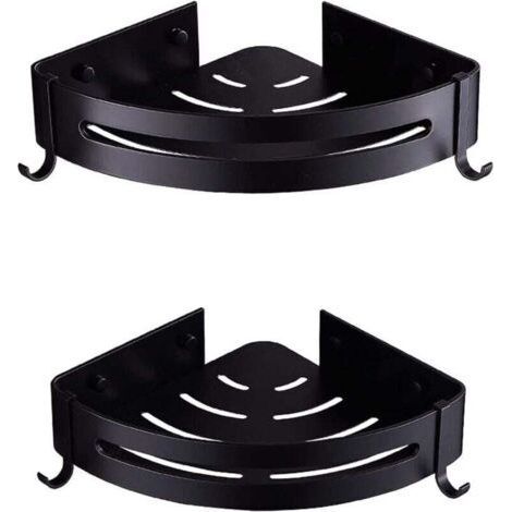 2 tablette de douche, tablette d'angle, sans perçage (noir),-- (1/5)