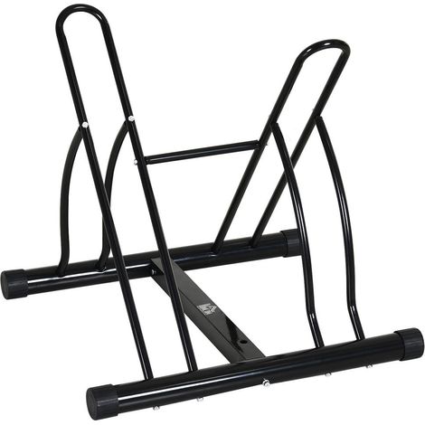 Pour garage et cour, stationnement stable : range vélo 2 places au sol, structure orientable en acier 60x54x57cm (1/5)