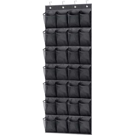 Organisateur de rangement à chaussures à suspendre à une porte, avec 28 grandes poches. Étagère à chaussures suspendue en filet. Porte-chaussures. (1/5)