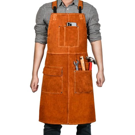 Tablier de Soudure,Tablier de travail en cuir pour homme,24"'x 36" Tablier de Cuisine Multifonctionnel (1/5)