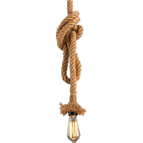 (300CM) Lampe À Suspension Rétro Vintage Suspension En Corde De Chanvre E27 Lustre Antique (1/5)