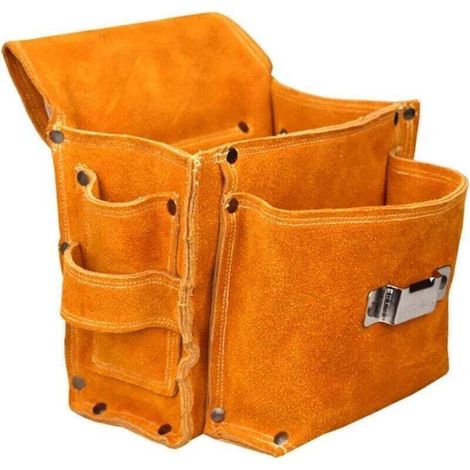 – Ceinture porte-outils en cuir suédé – Sac à outils durable et respirant – Ajustable pour charpentier, électricien, bricolage (1/4)