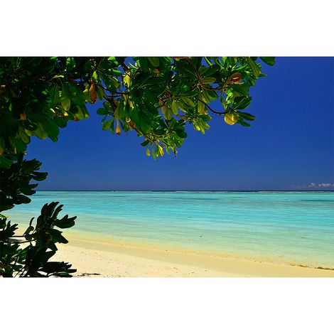 Papier peint panoramique mer & ciel bleu Maldives Tapisserie panoramique plage paradisiaque chambre Papier peint panoramique salon paysage (1/2)