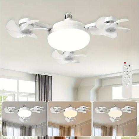 Plafonnier LED Smart - contrôle à distance, luminosité réglable et 3 vitesses, adapté pour la chambre, le salon, le bureau, la cuisine et la salle de bain(plafonnier à 3 têtes noir) (1/5)