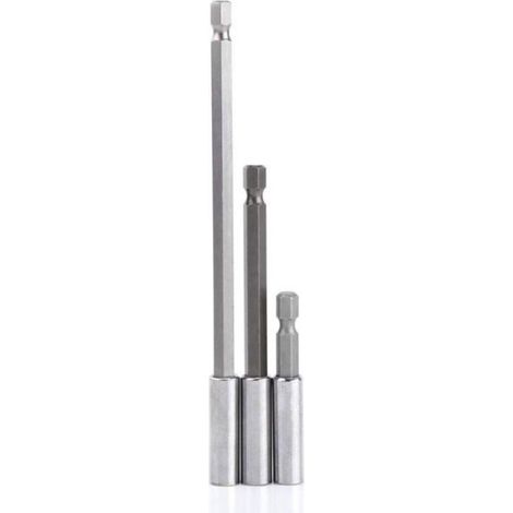 Porte-embout magnétique - Tige d'extension 1/4" hexagonal - Pour visseuse électrique et tournevis - 60 mm 100 mm 150 mm - 3 Pièces (1/5)