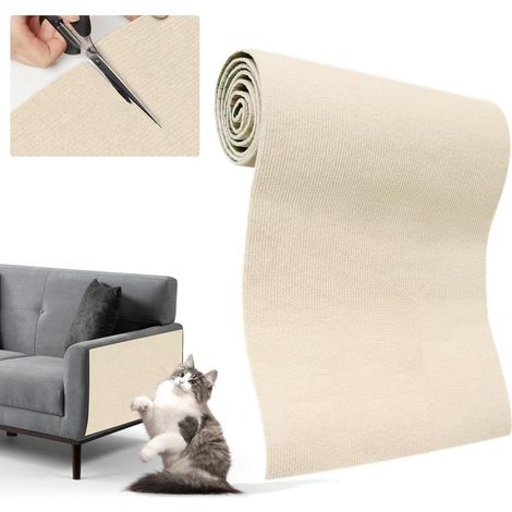 Self-adhesive scratching mat, 200 cm x 40 cm, cat scratching mat, cat scratch protection mat, for cats, DIY, cuttable, scratching mat, cat wall to protect the sofa (beige - 1) (1/5)