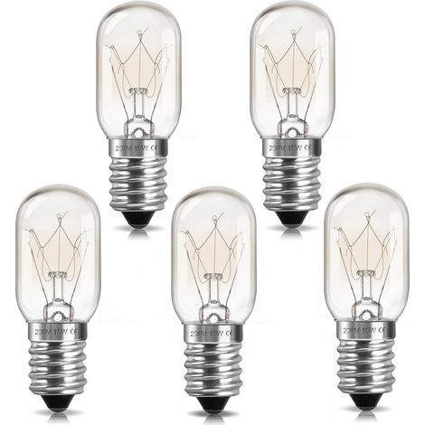5er-Pack E14-Lampen, dimmbar, hitzebeständig (300 °C), warmweiß (2700 K) für Kühlschrank/Salzkristalllampe (1/5)