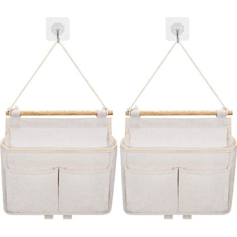Sac De Rangement Mural, 2pcs Sac à Suspendre Organisateur De Poche (Beige) (1/4)