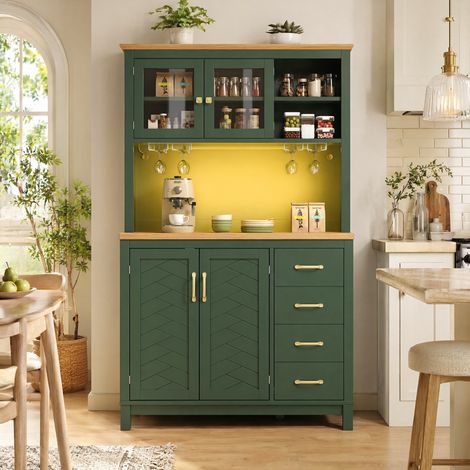 Credenza 105.5x40x180 cm, con LED controllabile da app, ampio spazio contenitivo, MDF e metallo, verde (1/5)