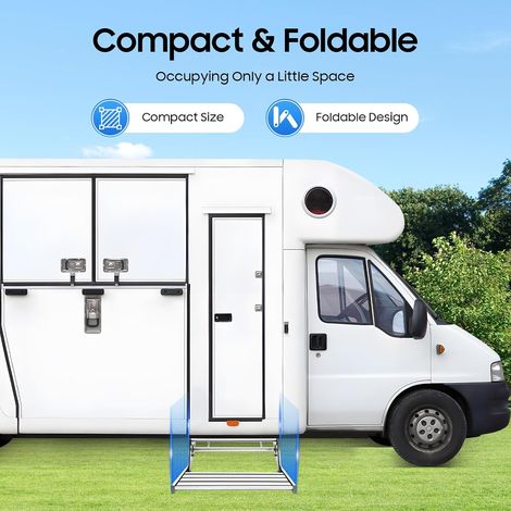 Marchepied en alliage d'aluminium pour camping-car, marchepieds de camping-car pliables, marche manuelle de camping-car, ferrures de marchepied de caravane, capacité de charge 150 kg (1/5)
