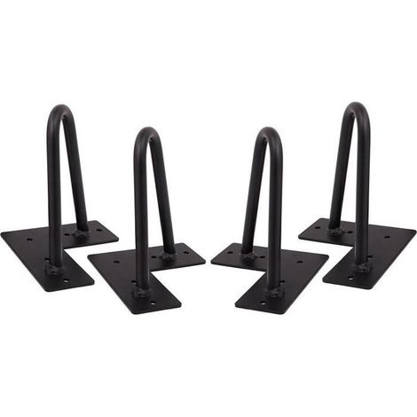 20,3 cm Pieds de table avec 2 tiges - 4pcs Support de meuble Noir En Épingle - Hauteur 8'' remplacement de table cuisine (1/4)
