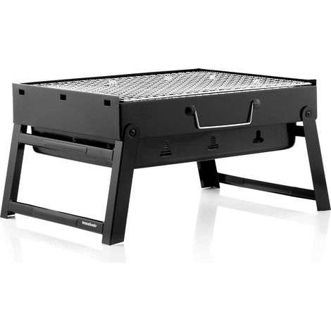 Barbecue Charbon Pliable - 1 Unité - Fer - Grill Compact Portable - Camping Pique-nique - Noir (1/5)