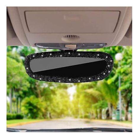 Rétroviseur Voiture Cristal Diamant Noir, Miroir Auto Strass Éclatant avec Bande Élastique, Housse Rétroviseur Universelle pour Femme, Accessoire de Miroir Latéral (1/5)