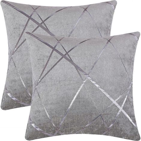 2024 Housses de coussin 45 x 45 cm Gris argenté Carré Chenille Décoratif Taies d'oreiller 45 x 45 cm (1/5)