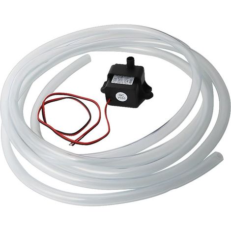 DC Mini Pompe à Eau Brushless, Ultra-Silencieux avec câble de 46 cm et 2 Pieds de Ventouses pour Aquarium/Etang/Fontaine etc (+avec Tuyau d’Eau en PVC de 8 mm de diamètre et de 3 m de Long) (1/5)