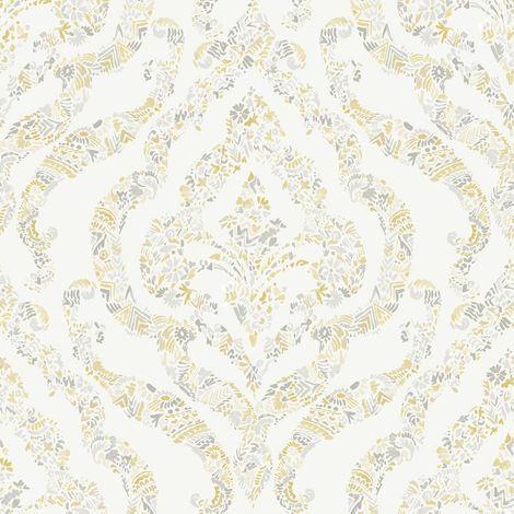 A Street Prints Featherton Damask Yellow Grey Wallpaper Paste The Wall Modern (1/4)