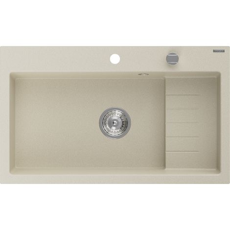 Mexen Omar lavello in granito 1-vasca 800 x 480 mm, beige, sifone cromato - 6520801005-69 (1/5)