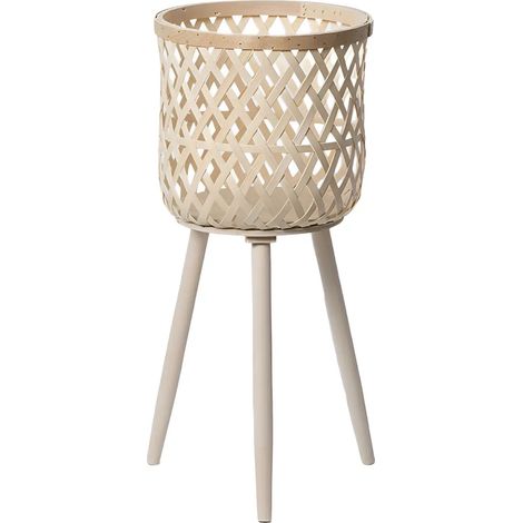 Pot de fleurs de sol avec panier en rotin beige 61 x 275 cm (1/5)