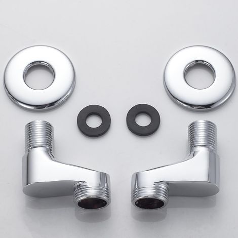 Lot de 2 adaptateurs de robinet de douche réglables en S - 1/2" vers 3/4 - Adaptateur de robinet de douche standard - Pour robinetterie murale - Lot de 2 raccords S - Chromé (1/5)