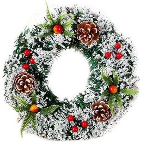 Guirlande De Noël - Guirlande Lumineuse En Vigne Avec Aiguilles De Pin - 20 Cm - Pour Porte D'Entrée Ou Intérieur - 1 Pièce (1/3)
