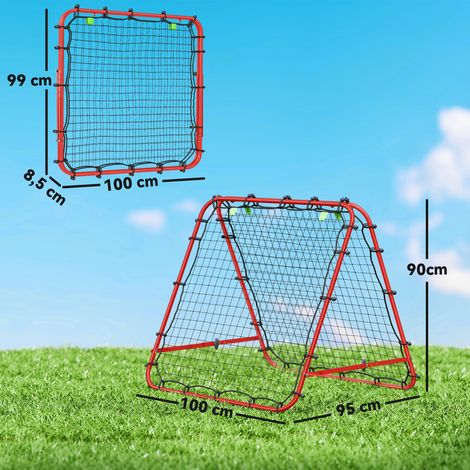 But de football, réglable et pliable, structure métallique, 100 x 68-95 cm, rouge (1/5)