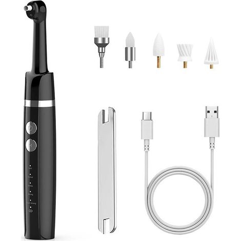 Pulidora dental eléctrica doméstica con 5 accesorios y luz LED, carga USB-C. (1/5)