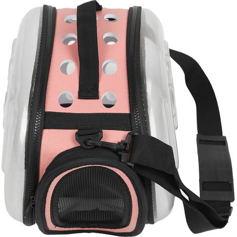 Sac de transport pliable d'extérieur pour animaux de compagnie, transparent, pour chat ou chiot, bandoulière, rose, taille S (1/5)