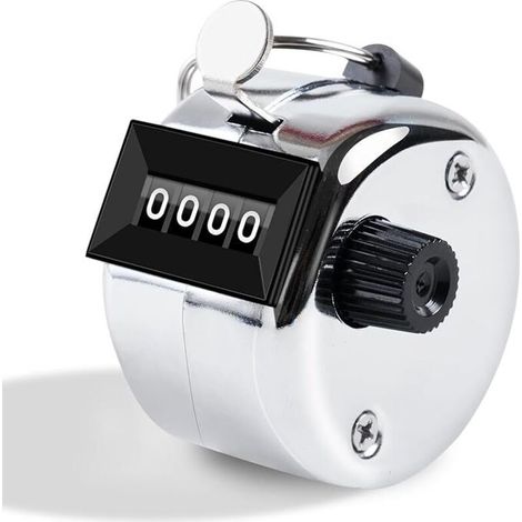 Compteur manuel en métal avec affichage à 4 chiffres, compteur de pas pour coups de golf, baseball, coaching, tissage, tours, sports d'aviron, argent (1/4)