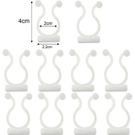 (100 pièces, blanc - L) Clips de support invisibles pour plantes grimpantes, orchidées, tomates, etc. - Fixation murale autocollante en plastique. (1/4)