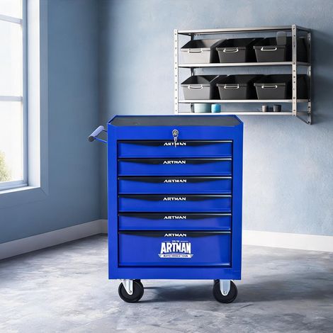 Servante d'atelier coloris noir bleu en acier 60 x 33 x 77,5 cm (1/5)